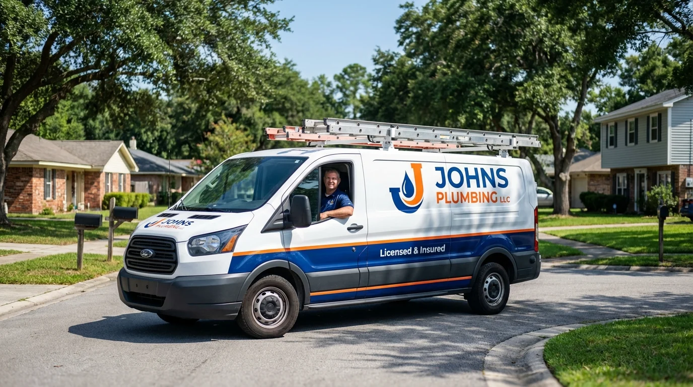 Johns Plumbing LLC service van in Crete, NE