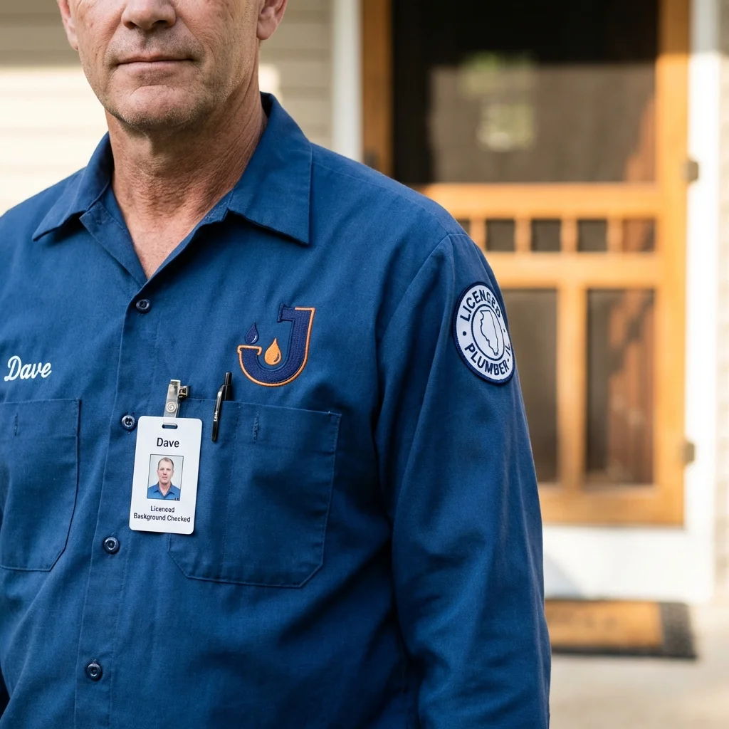Licensed plumber showing ID badge in Crete, NE