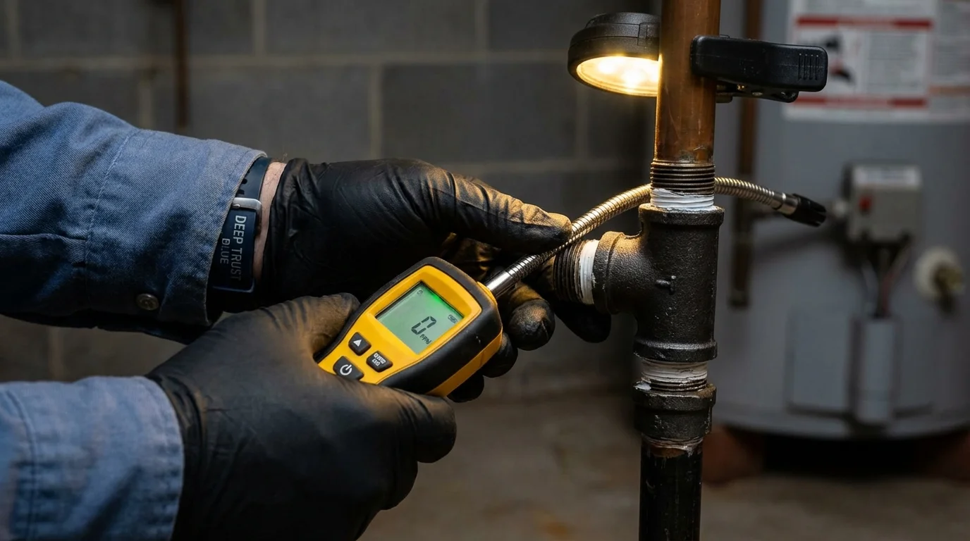 Gas leak detection with electronic sniffer by Johns Plumbing LLC in Crete