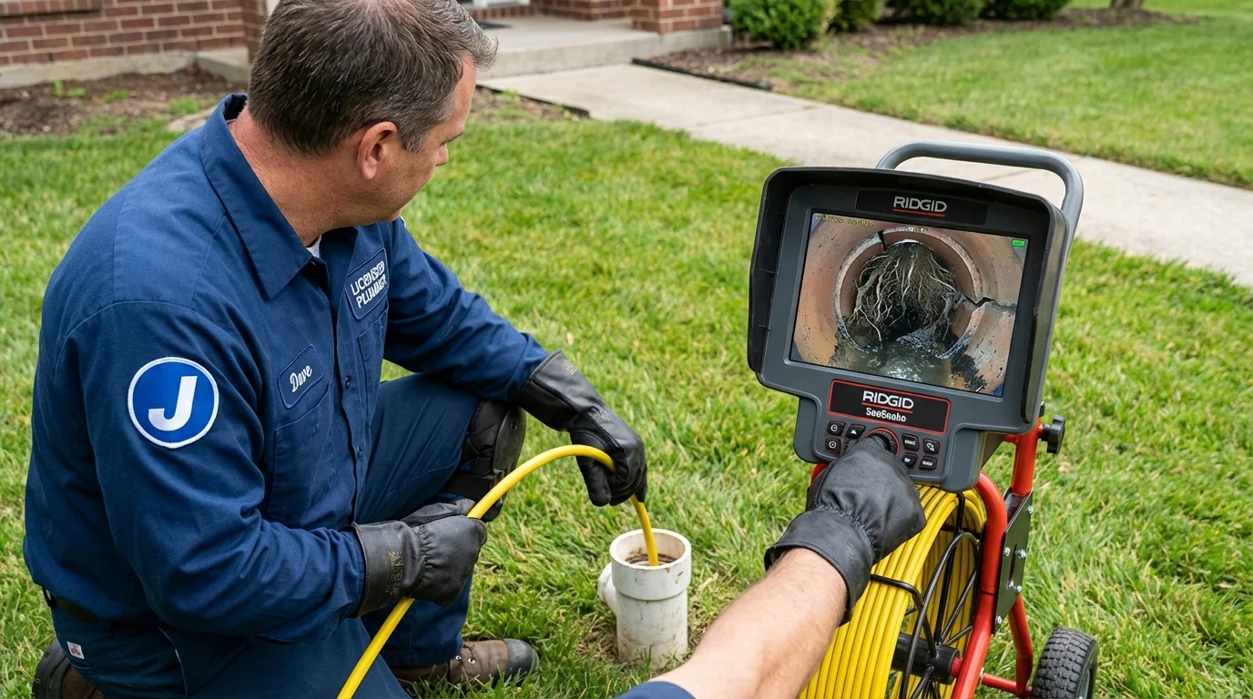 Sewer camera inspection being performed by Johns Plumbing LLC in Crete